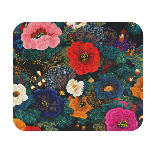 Floral Burst Mouse Pad — Colorful Vintage Garden Desk Mat
