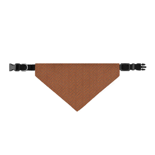 Brown Herringbone Clip-On Pet Bandana — Cozy Fall Dog & Cat Accessory