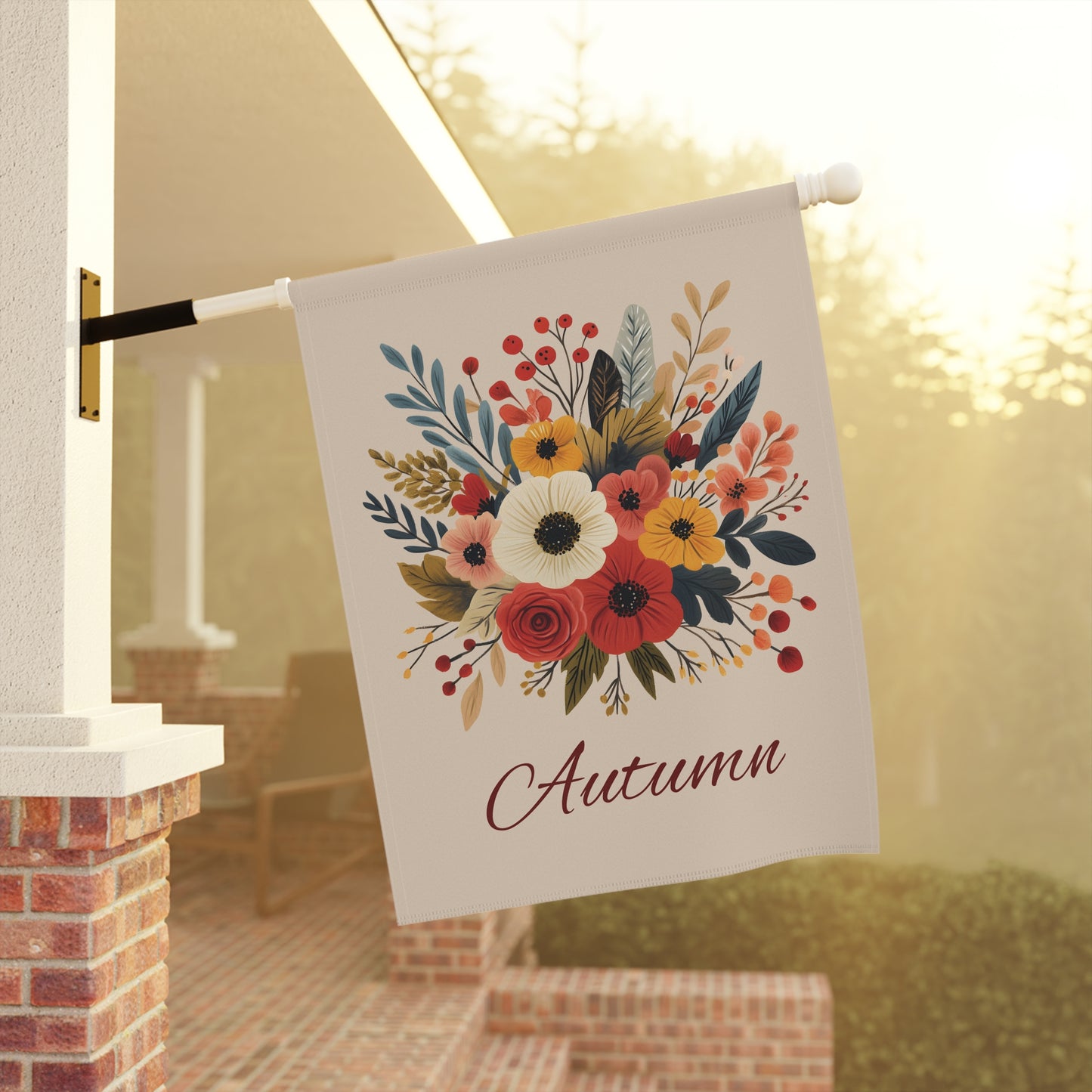 Autumn Floral Garden Flag — Fall Bouquet Yard Banner