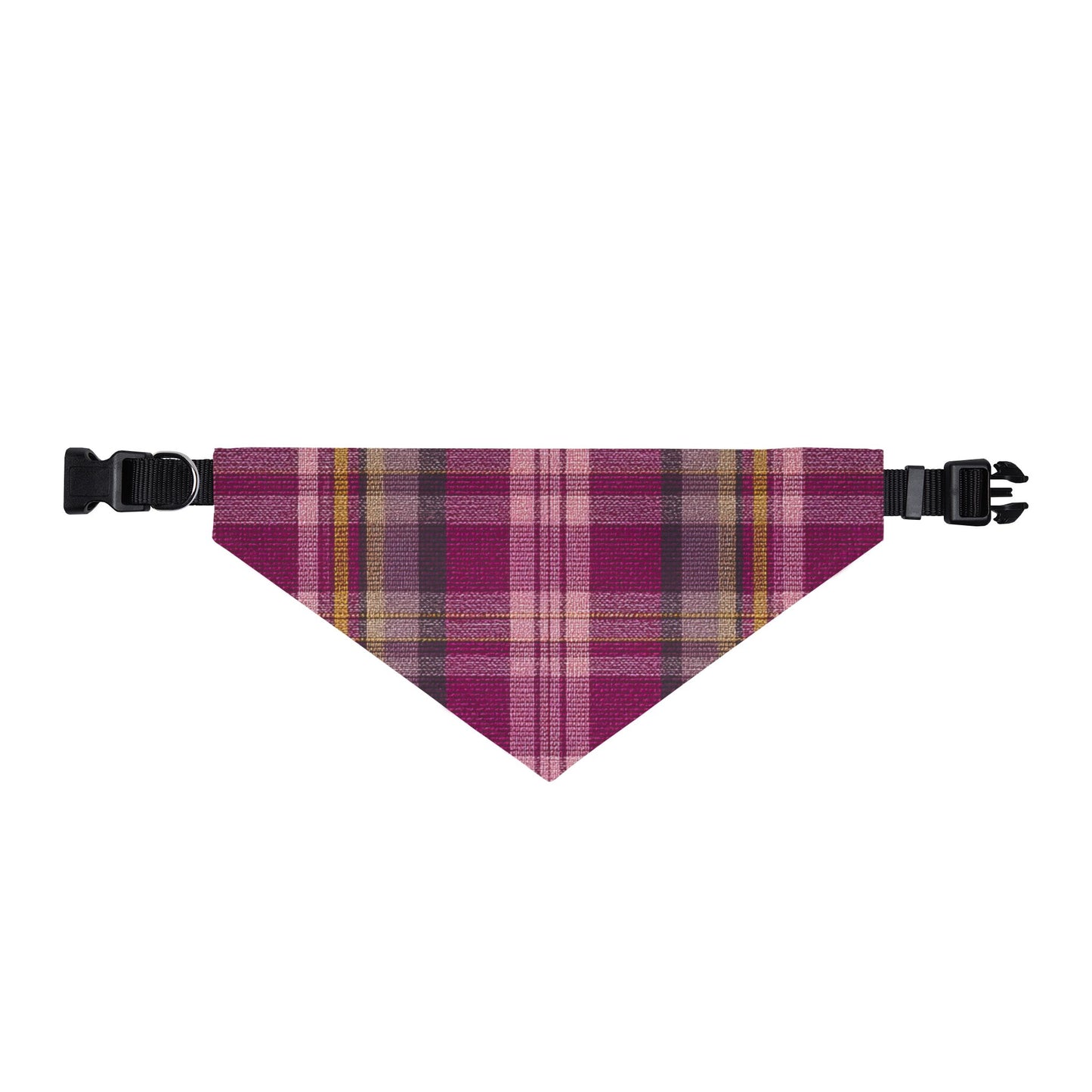 Clip-On Pet Bandana — Plum Plaid