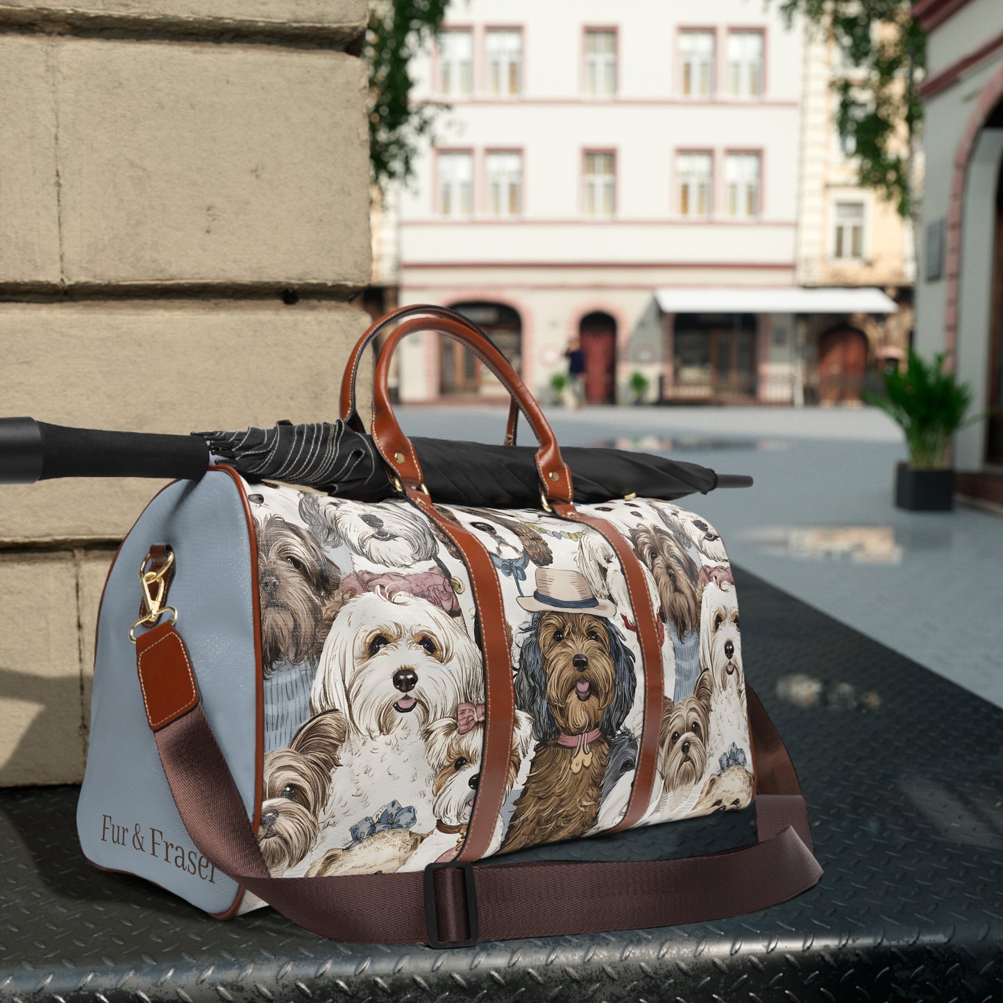 Dog Pattern Travel Bag — Waterproof Weekender Duffel