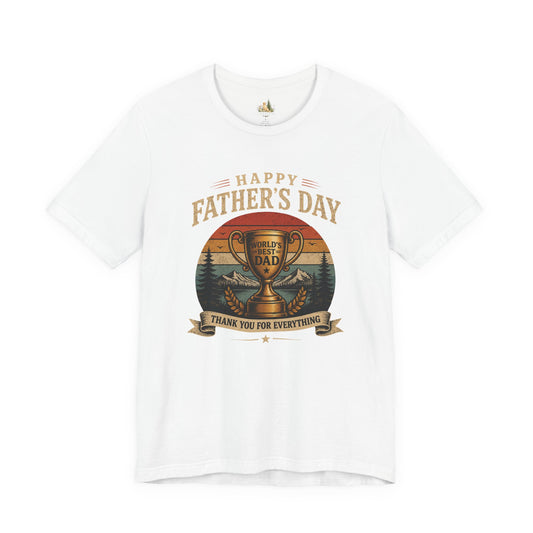 Father's Day Tee — "World's Best Dad" Trophy Vintage Camping Shirt