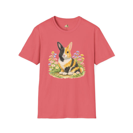 Harlequin Rabbit Floral T-Shirt (Light Weight, Ultra Soft)
