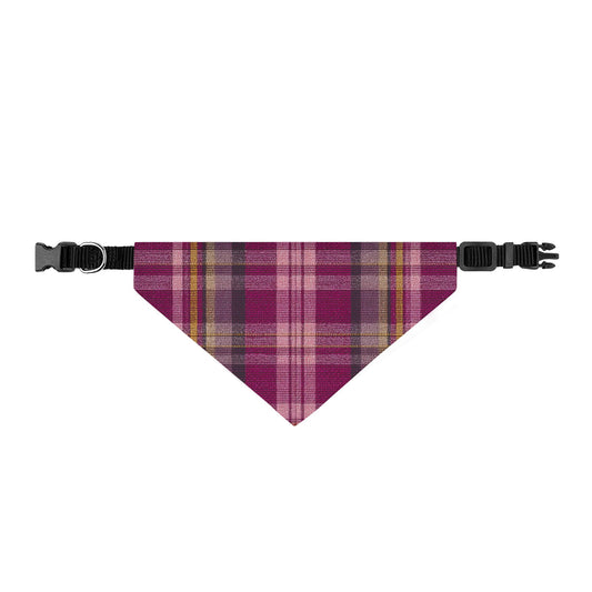 Clip-On Pet Bandana — Plum Plaid