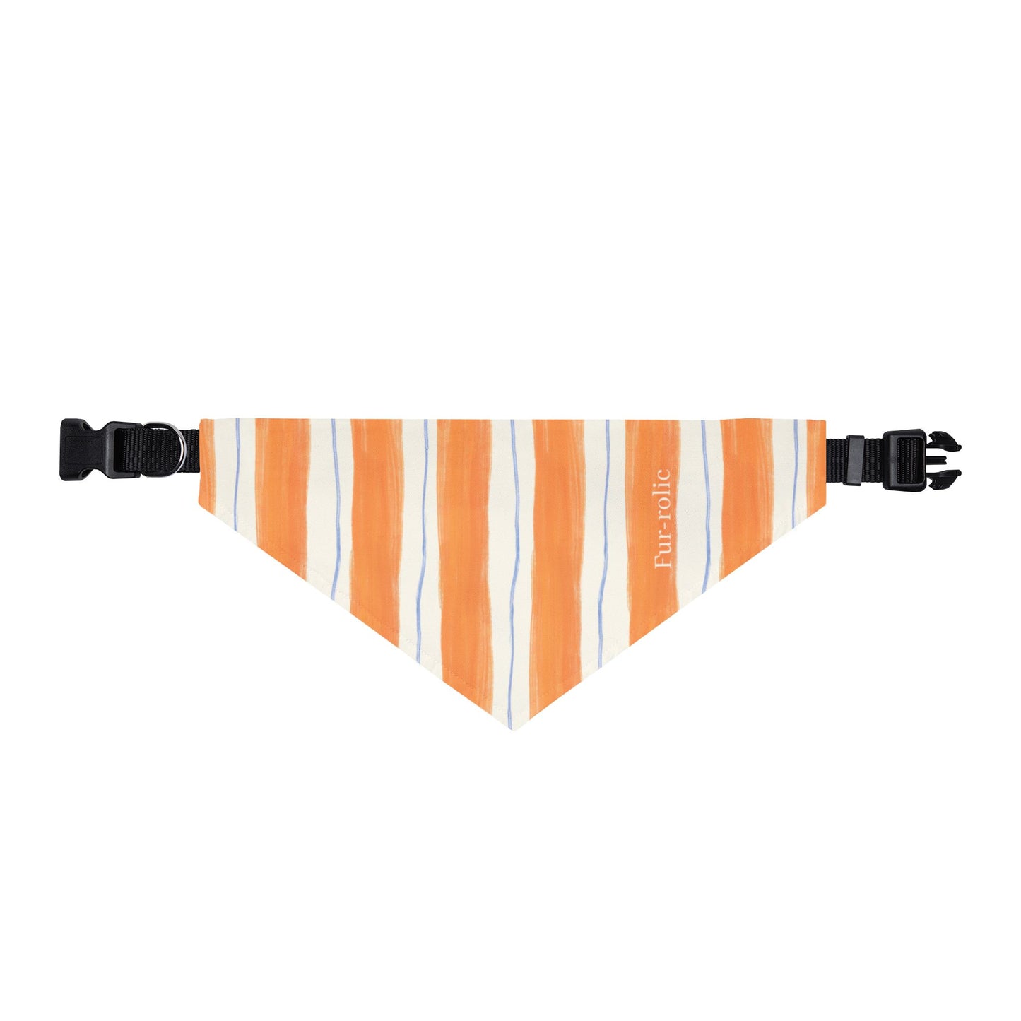 Striped Clip-On Pet Bandana — Orange & White Casual Collar Accessory Made in USA