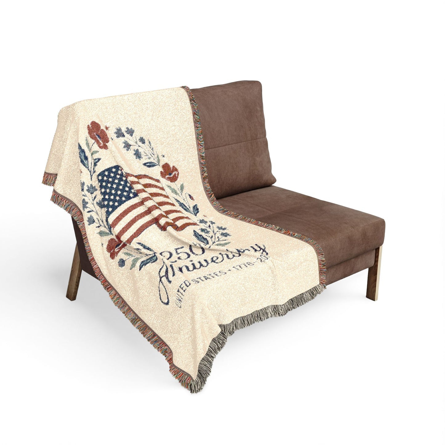 25th Anniversary American Flag Woven Blanket — Patriotic Anniversary Throw