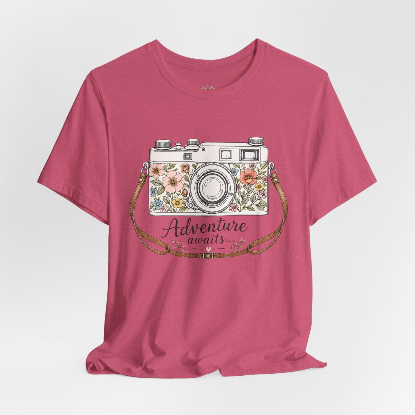 Floral Vintage Camera Adventure Awaits T-Shirt | Photography Travel Tee