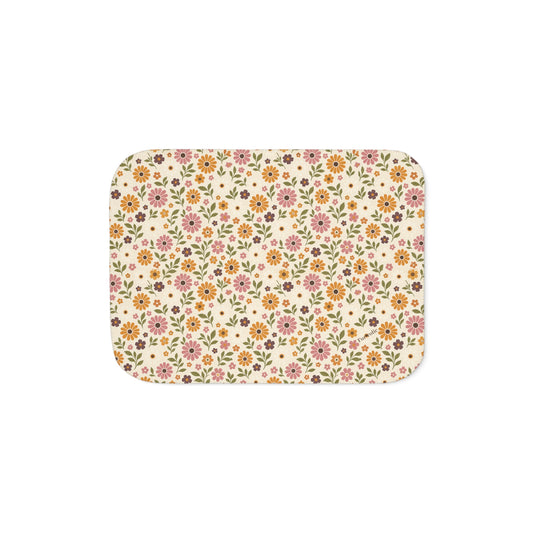 Sherpa Dog Blanket — Vintage Floral Reversible Plush Throw for Pets