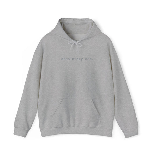Minimal Embroidered 'absolutely not.' Hoodie - White Cozy Casual Sweatshirt
