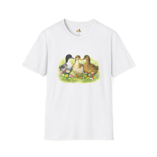 Unisex Spring Duck Family T-Shirt — Cute Ducklings Floral Vintage Tee (Light Weight, Ultra Soft Tee