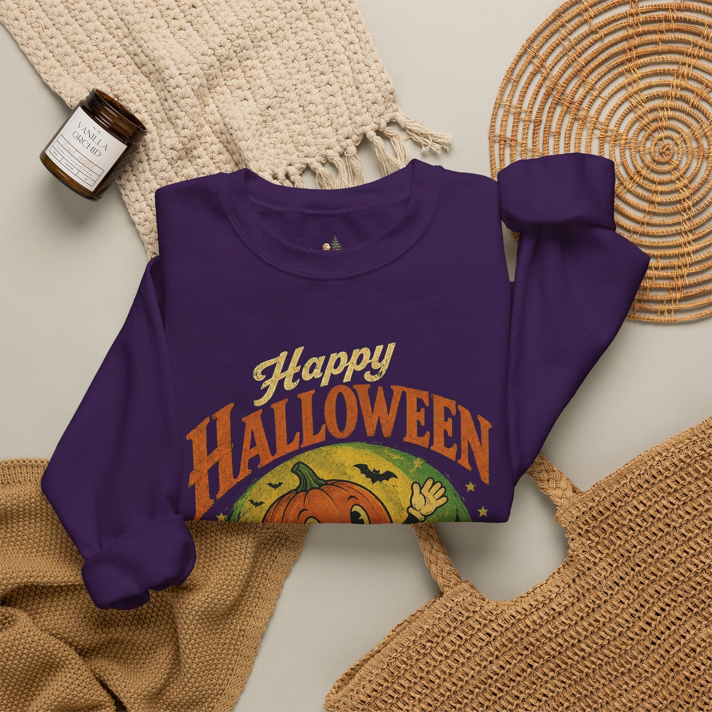 Unisex Happy Halloween Pumpkin Crewneck Sweatshirt