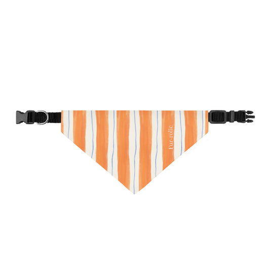 Striped Clip-On Pet Bandana — Orange & White Casual Collar Accessory Made in USA