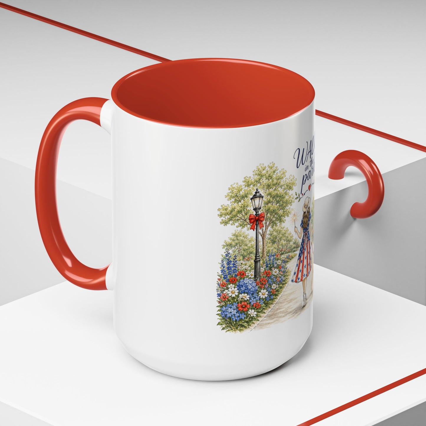 Walk in the Park girl with dog Mug | Accent coffee mug 11oz 15oz
