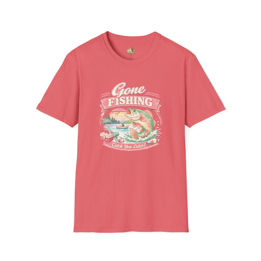 Gone Fishing T-Shirt – Retro Bass Fishing Graphic Tee (Catch You Later) Light Weight, Ultra Soft Tee