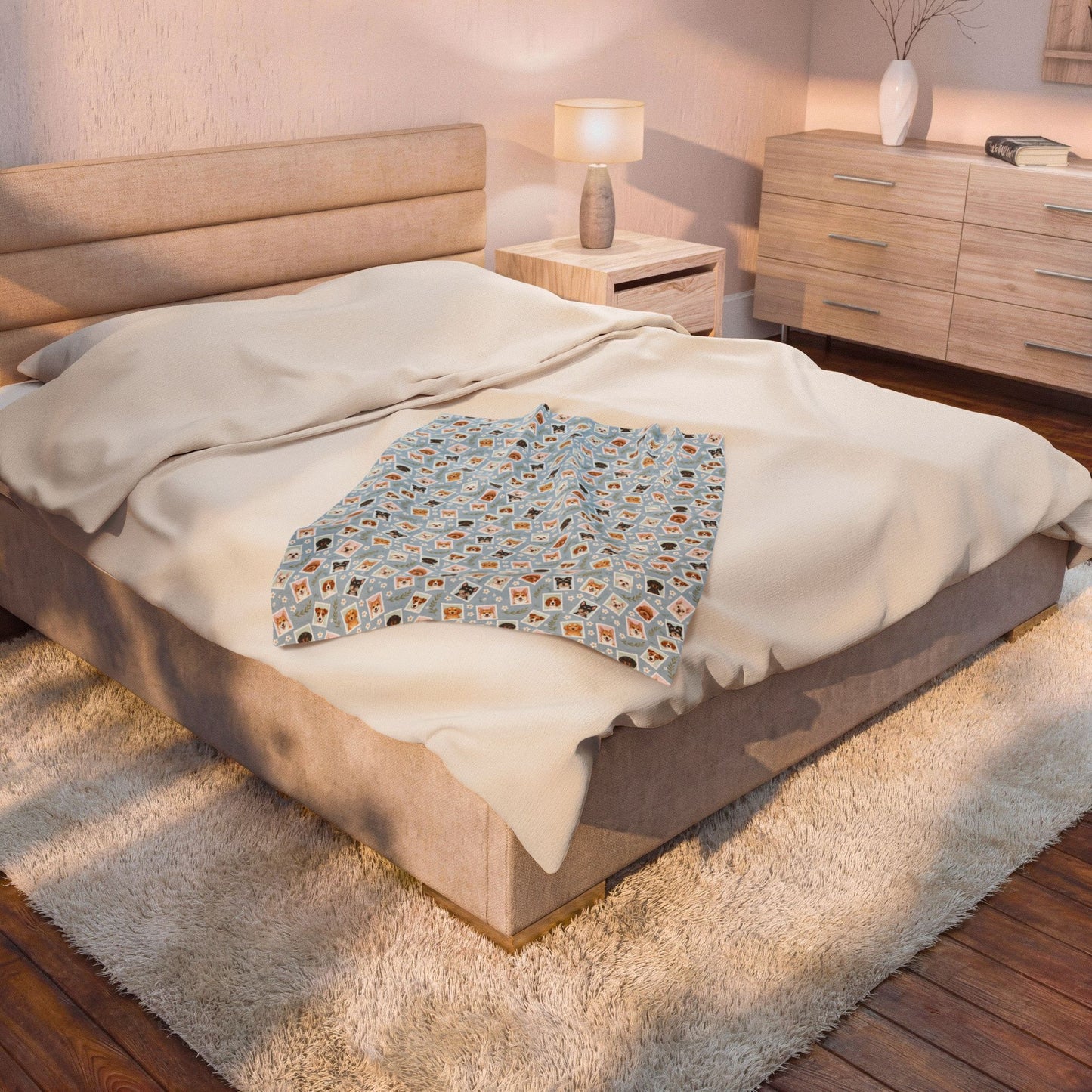 Plush Blanket - Cute Puppy Pattern Velveteen Throw 30"x40"