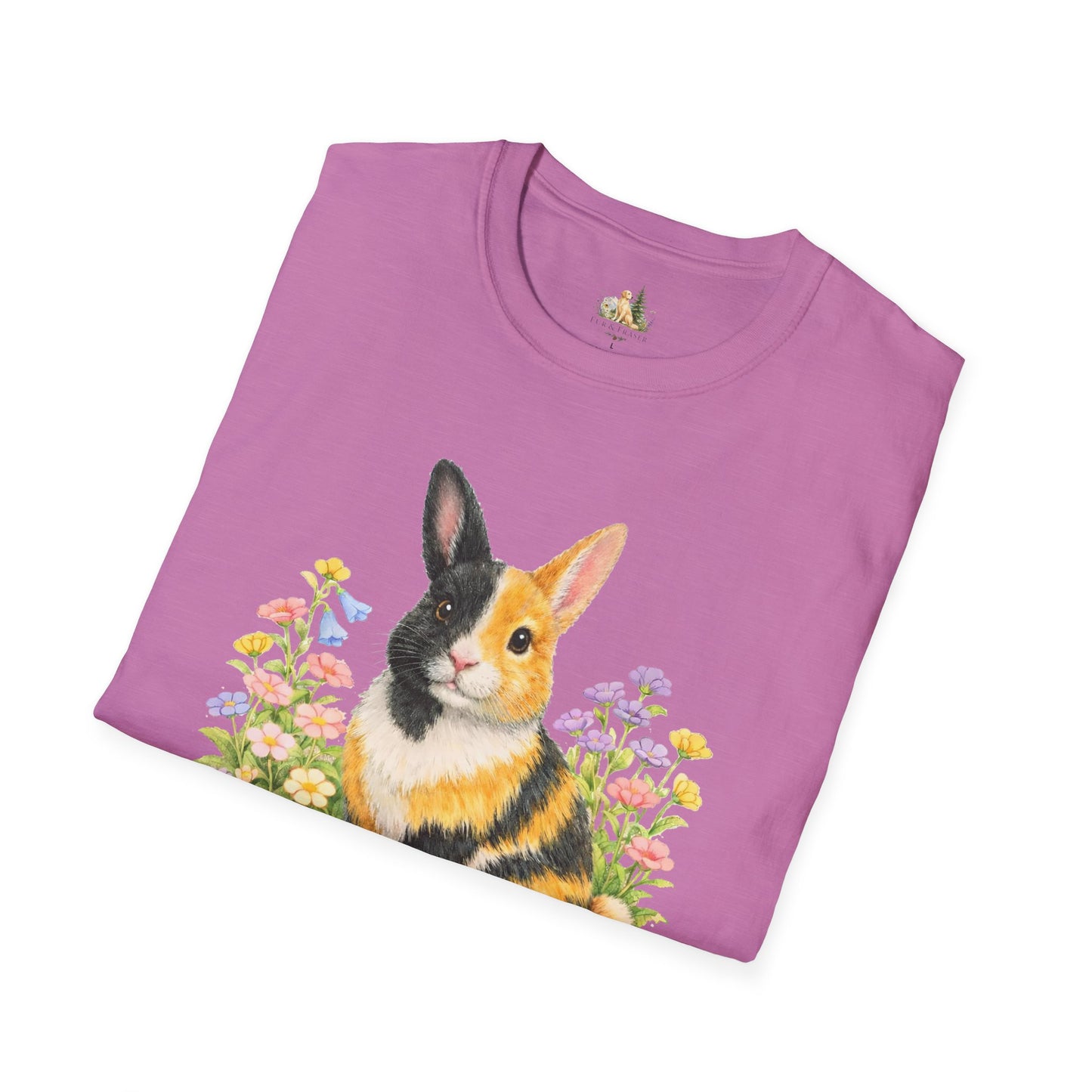 Harlequin Rabbit Floral T-Shirt (Light Weight, Ultra Soft)