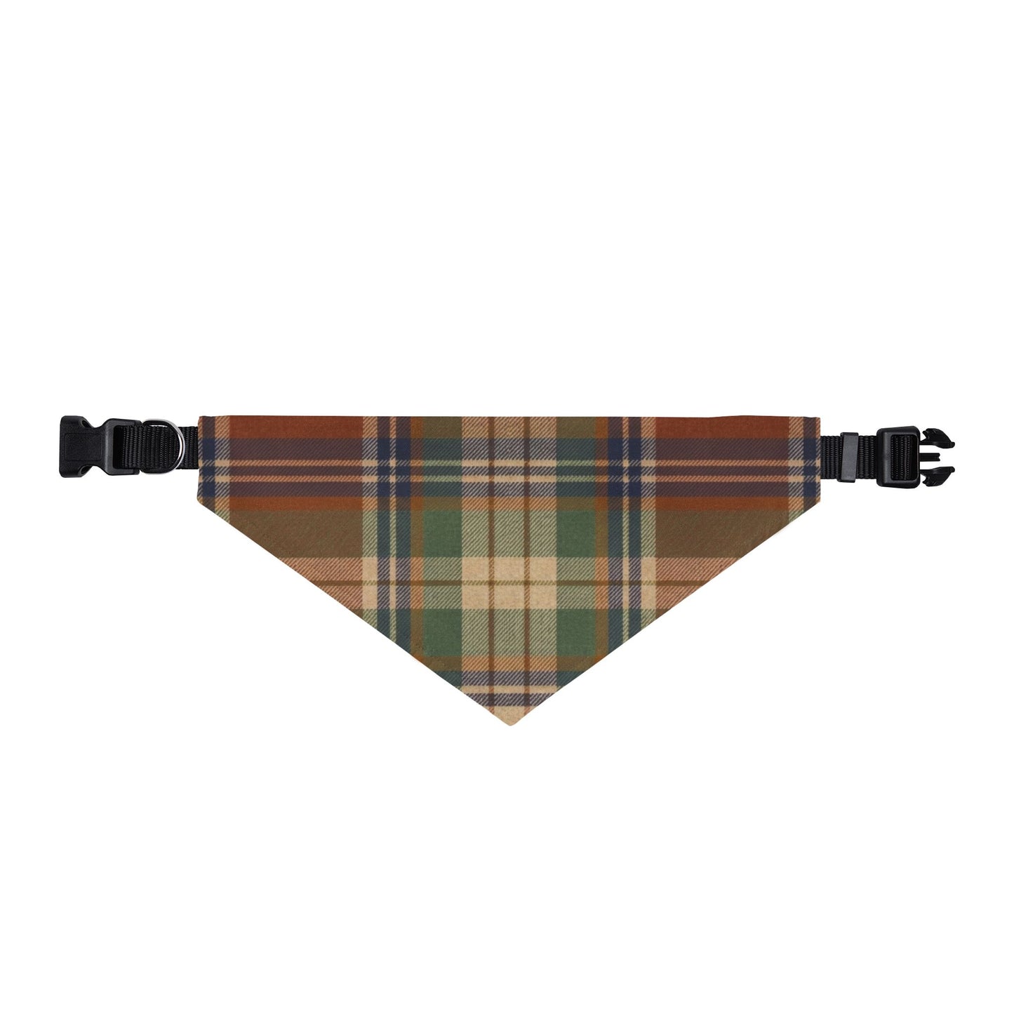 Autumn Plaid Clip-On Pet Bandana — Fall Tartan Collar Accessory