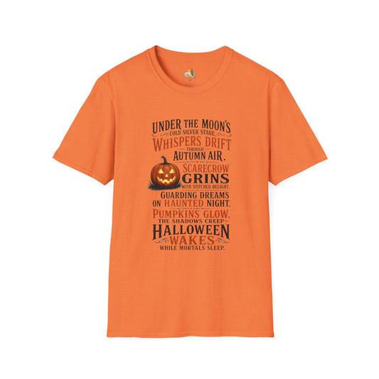 Halloween Pumpkin Poem T-Shirt — 'Under the Moon's Whispers Drift' Autumn Tee