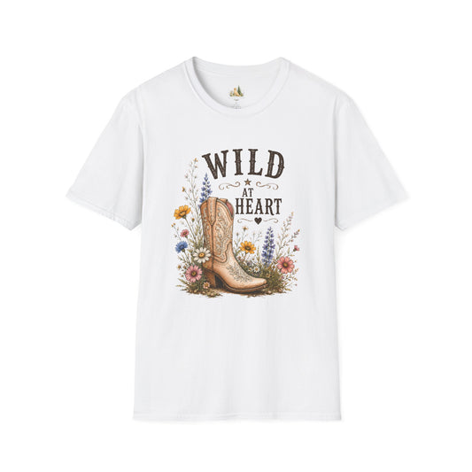 Wild at Heart Cowboy Boot T-Shirt – Floral Western Graphic Tee (Light Weight, Ultra Soft Tee)