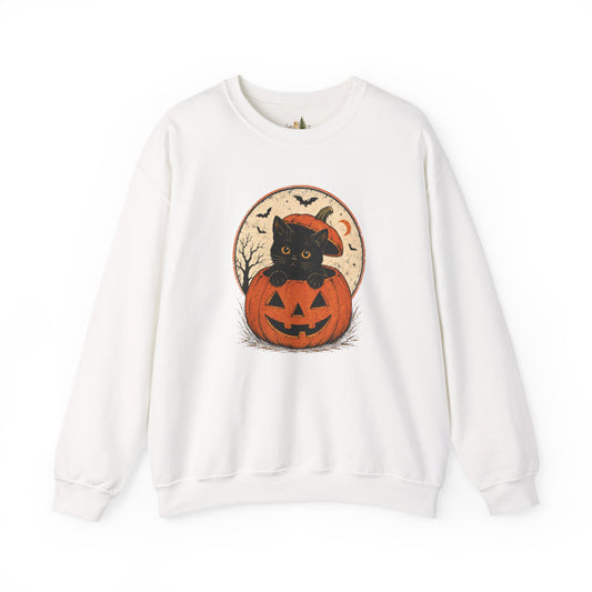 Halloween Black Cat Pumpkin Sweatshirt