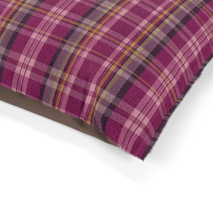 Plaid Fleece Pet Bed - Cozy Pink & Plum Check
