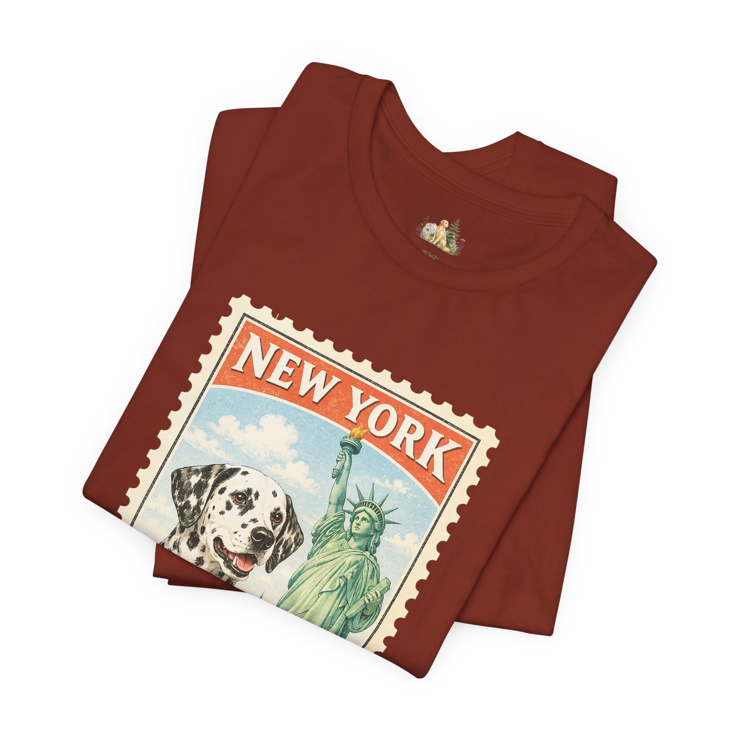 New York Dalmatian T-Shirt | Statue of Liberty Vintage Postage