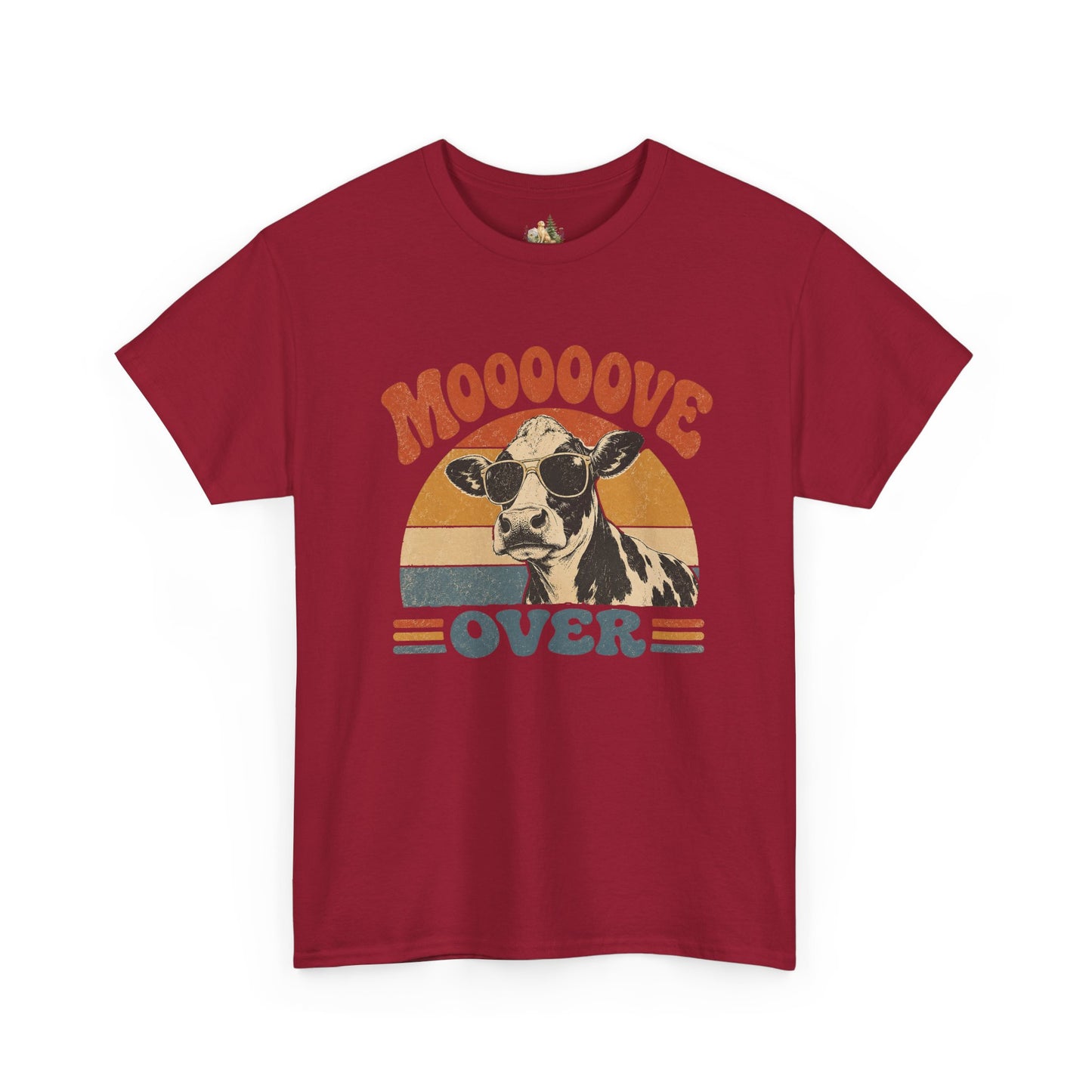 Mooove Over Cow Tee – Retro Vintage Farm Animal Graphic T-Shirt (Heavy Weight Tee)