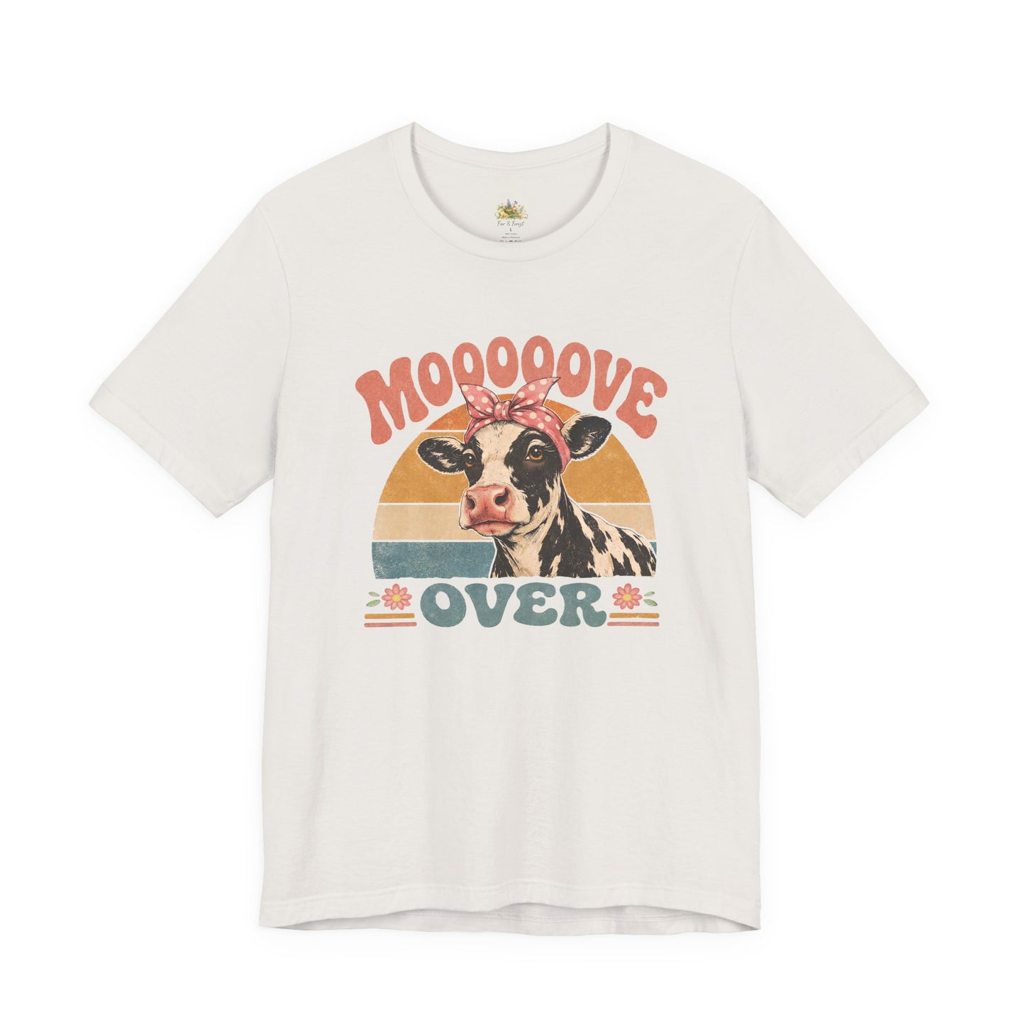 Moooove Over Cow Graphic Tee — Retro Farm Animal Shirt for Women & Men