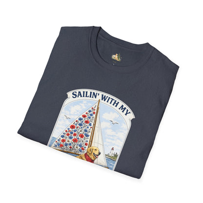 Sailing With My Best Friend dog sailboat T-Shirt | nautical pet lover tee (Light Weight, Ultra Soft Tee)