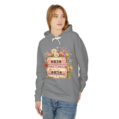 Vintage Cassette Floral Hoodie — Retro Tape 'Mix Tape' Sweatshirt