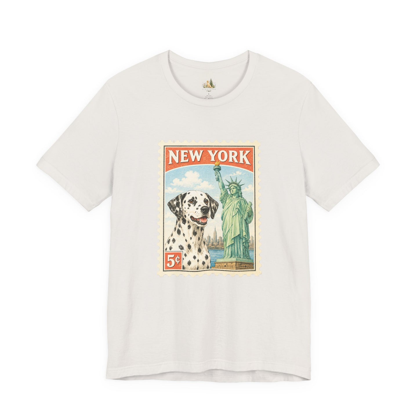 New York Dalmatian T-Shirt | Statue of Liberty Vintage Postage