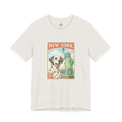 New York Dalmatian T-Shirt | Statue of Liberty Vintage Postage