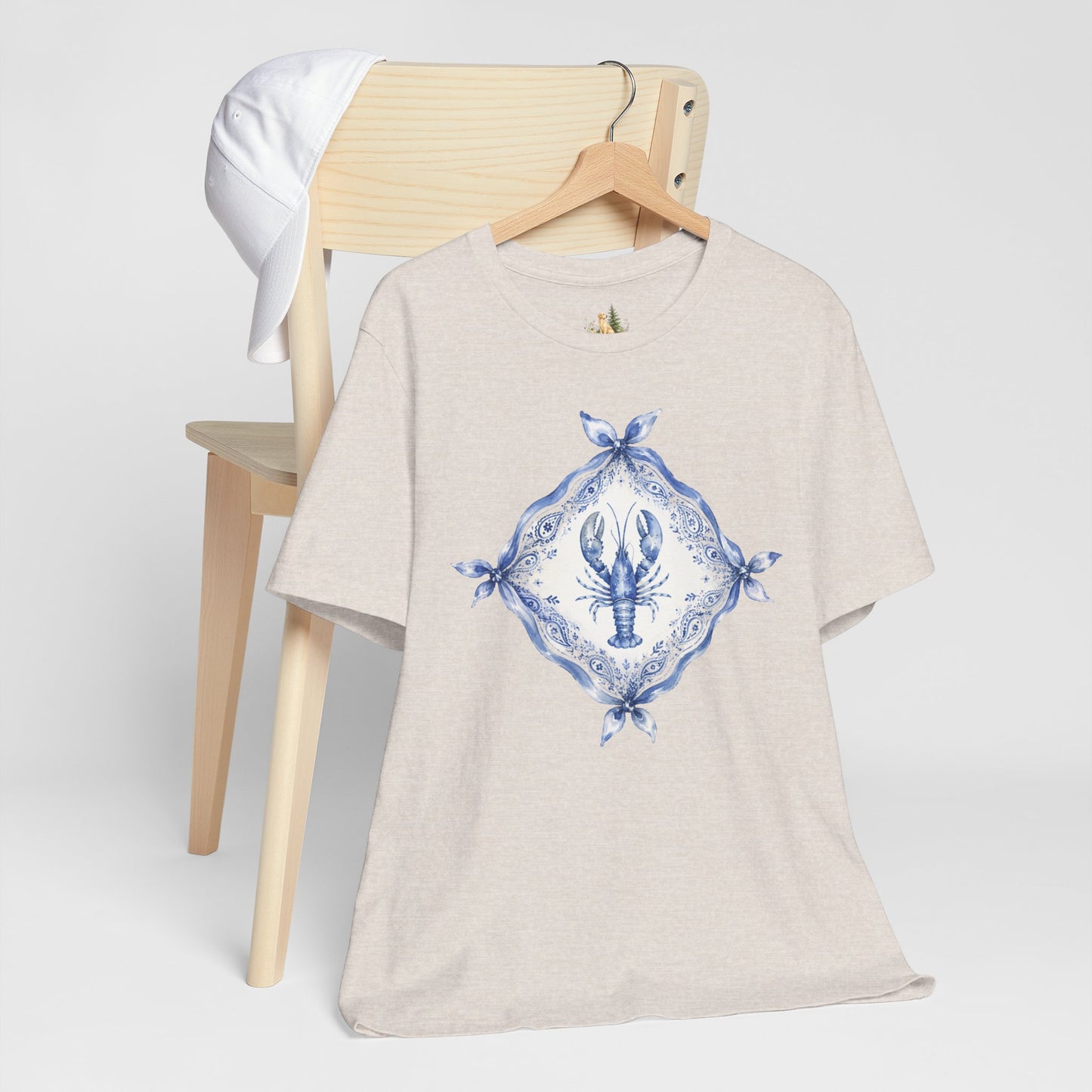 T-Shirt — Blue Delft Lobster Bandana Graphic Tee