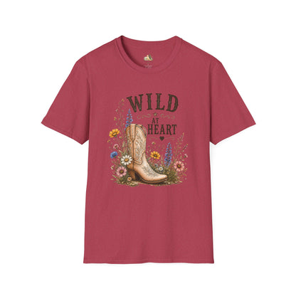 Wild at Heart Cowboy Boot T-Shirt – Floral Western Graphic Tee (Light Weight, Ultra Soft Tee)