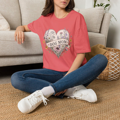 Dog Mom Floral Heart T-Shirt (Light Weight, Ultra Soft)