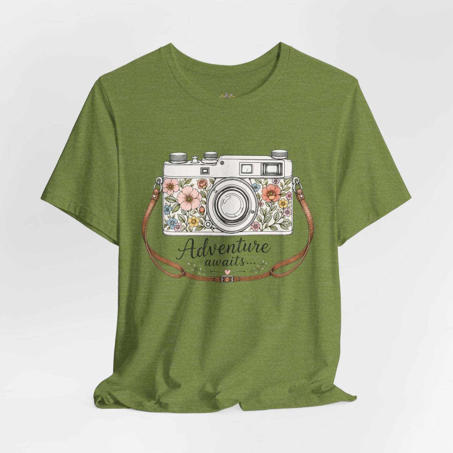 Floral Vintage Camera Adventure Awaits T-Shirt | Photography Travel Tee