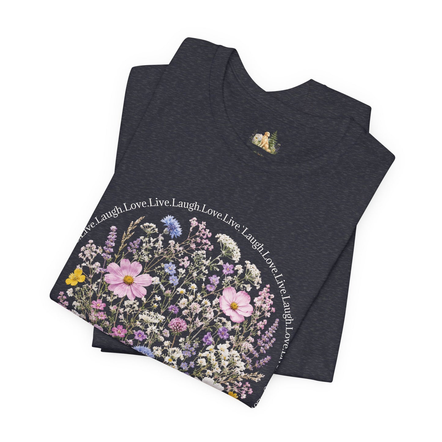Wildflower Circle T-Shirt — Floral 'Love' Typography Tee