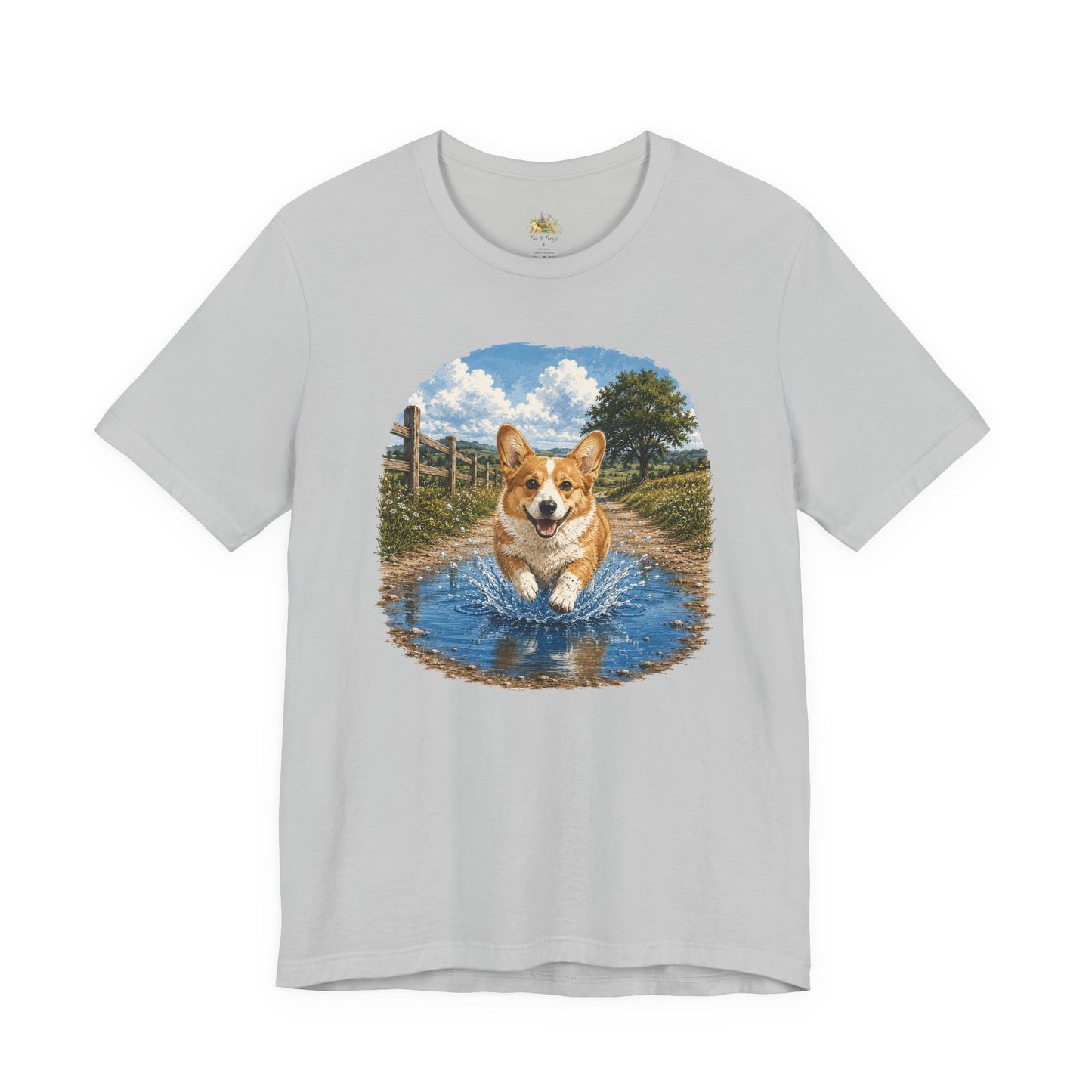 Corgi Splash T-Shirt — Playful Dog Graphic Tee