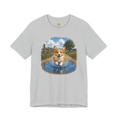 Corgi Splash T-Shirt — Playful Dog Graphic Tee