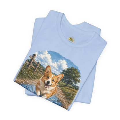 Corgi Splash T-Shirt — Playful Dog Graphic Tee