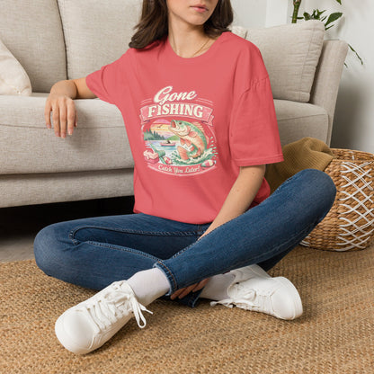 Gone Fishing T-Shirt – Retro Bass Fishing Graphic Tee (Catch You Later) Light Weight, Ultra Soft Tee