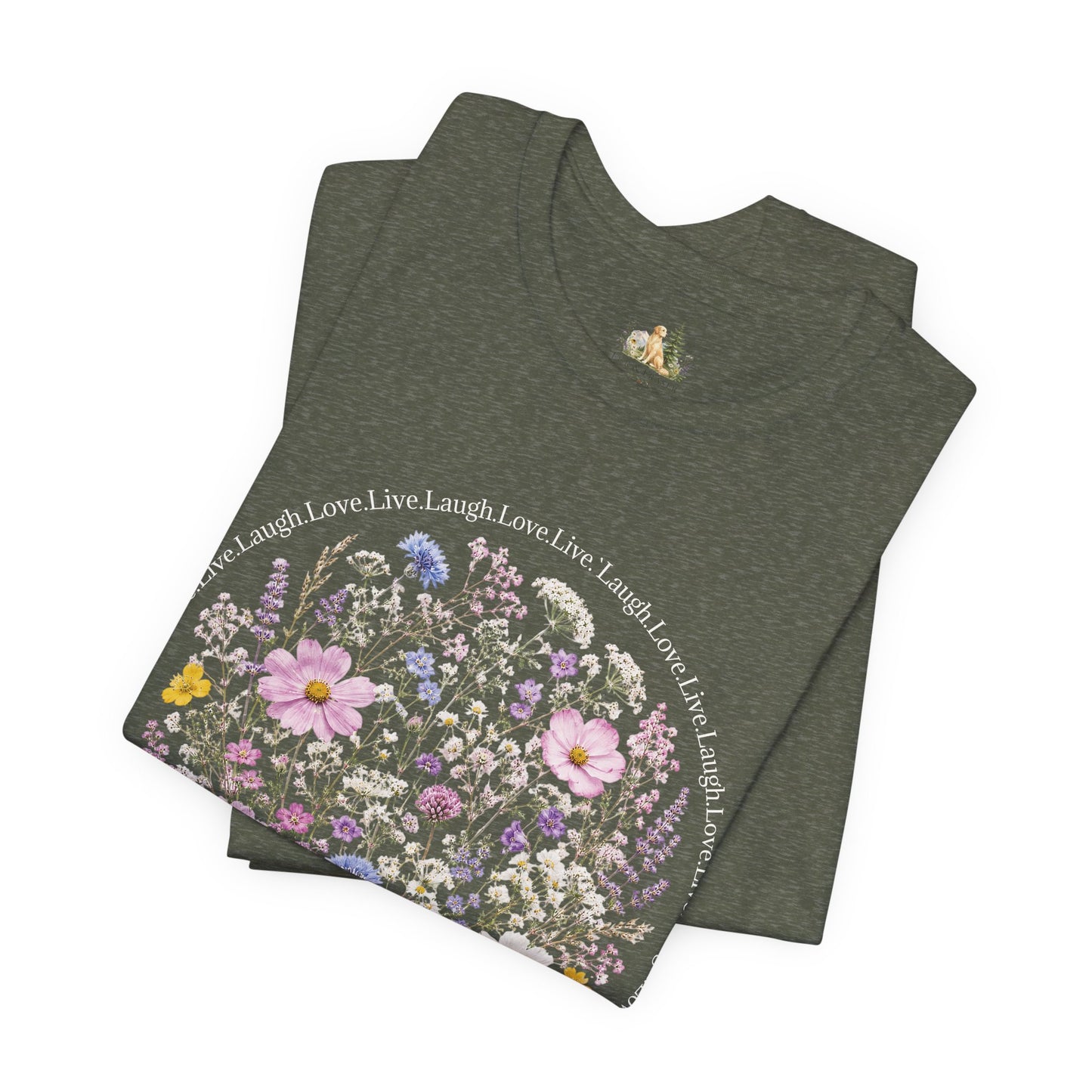 Wildflower Circle T-Shirt — Floral 'Love' Typography Tee