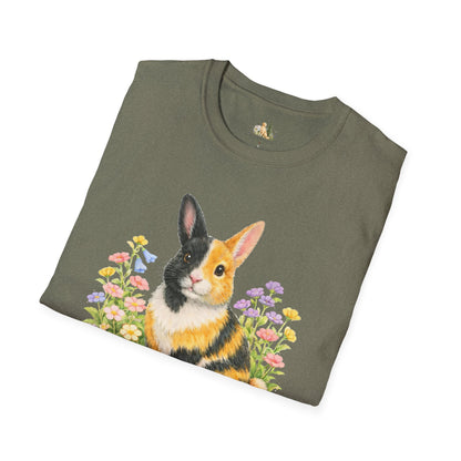 Harlequin Rabbit Floral T-Shirt (Light Weight, Ultra Soft)