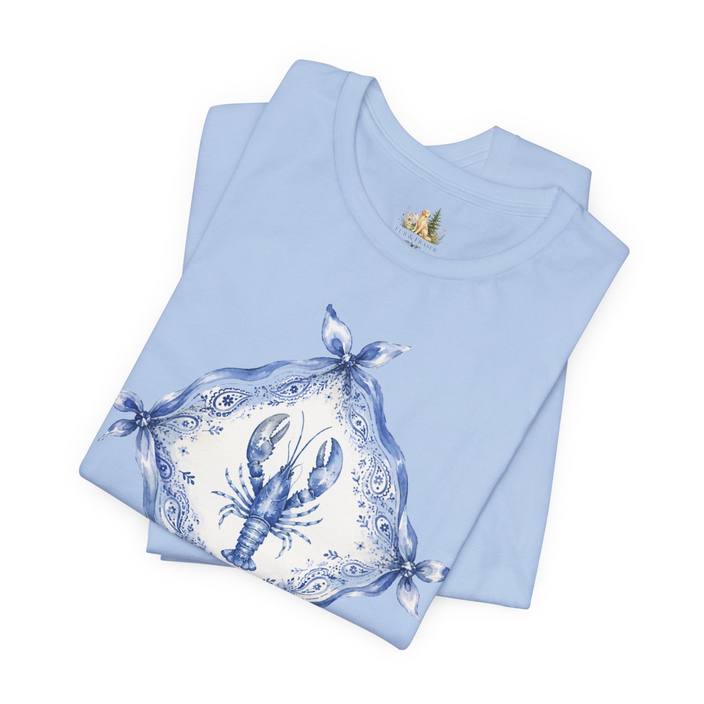 T-Shirt — Blue Delft Lobster Bandana Graphic Tee
