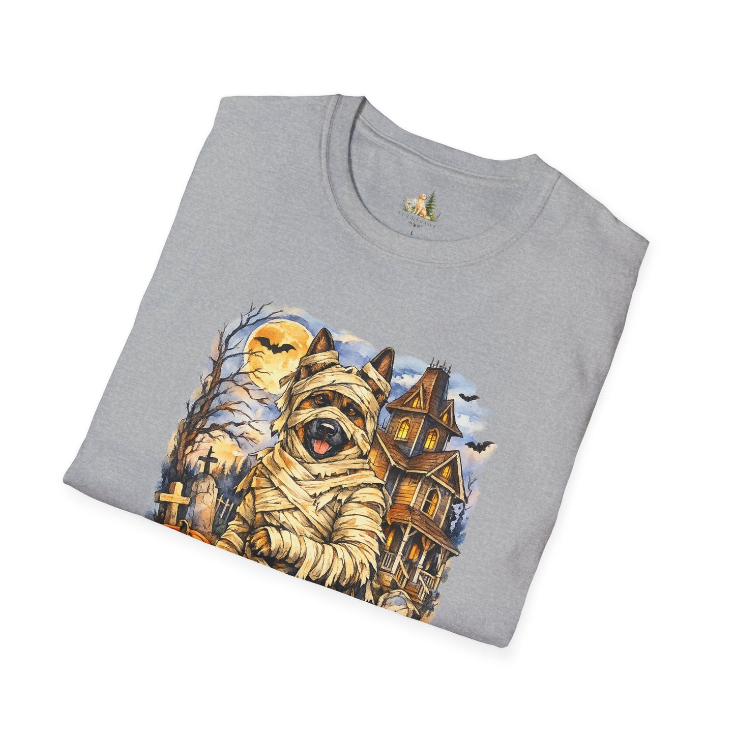 Unisex Mummy German Shepherd Halloween T-Shirt - What Tails Lurk Behind The Pines Collection