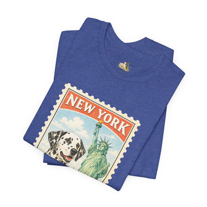 New York Dalmatian T-Shirt | Statue of Liberty Vintage Postage
