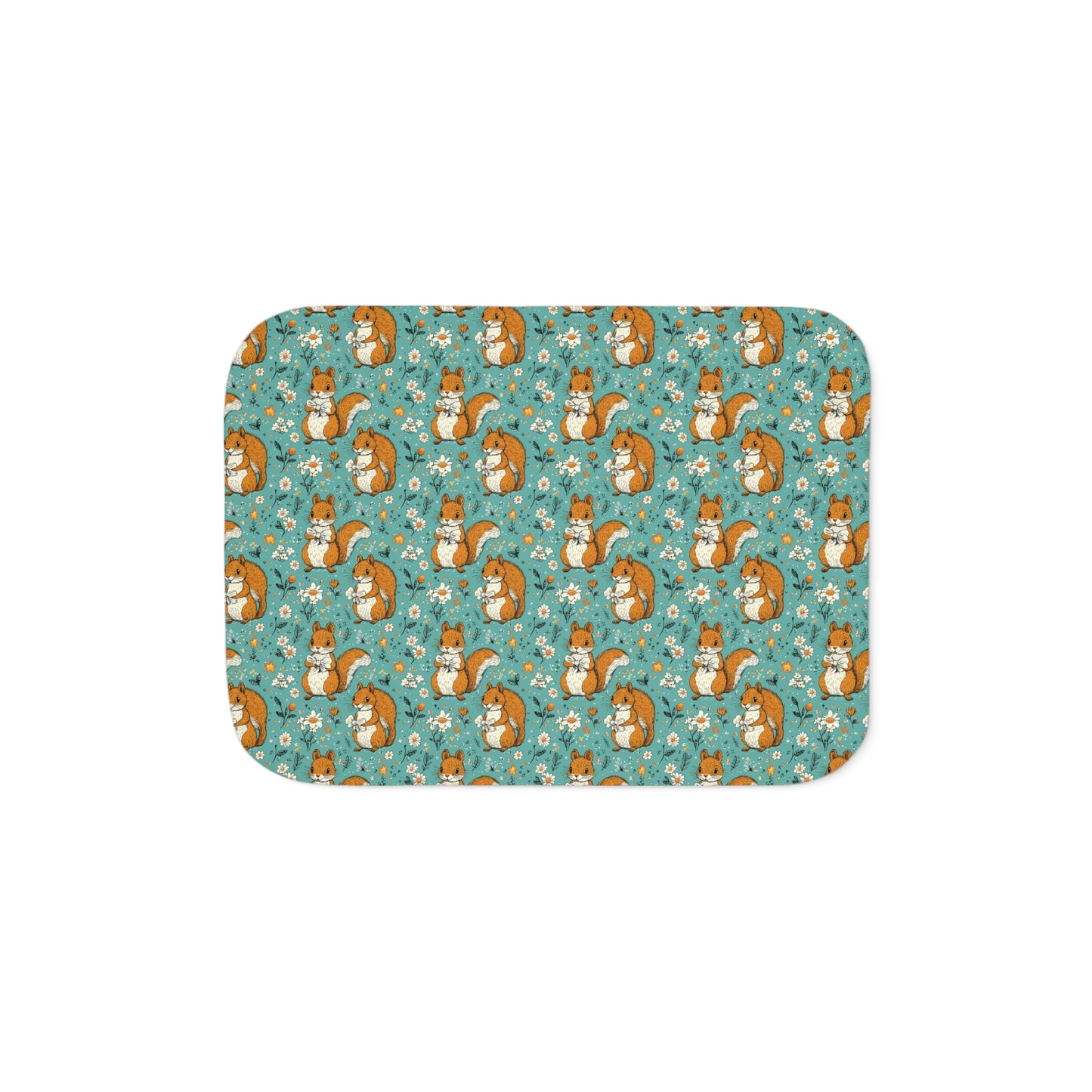 Woodland Squirrel Sherpa Blanket — Teal Acorn Pattern Cozy Throw for Dogs