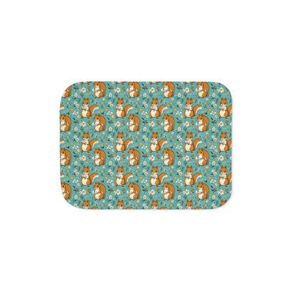 Woodland Squirrel Sherpa Blanket — Teal Acorn Pattern Cozy Throw for Dogs
