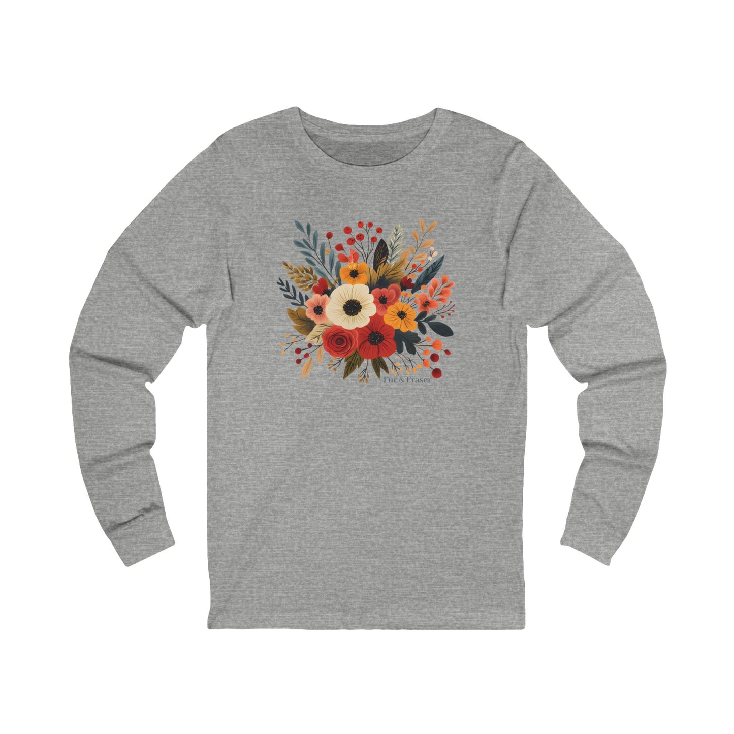 Women's Floral Bouquet Long Sleeve Tee — Autumn Wildflower Graphic