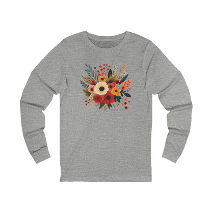 Women's Floral Bouquet Long Sleeve Tee — Autumn Wildflower Graphic